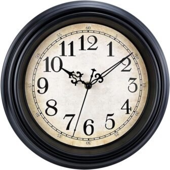 10 in. Black Non Ticking Classic Silent Vintage Wall Clocks