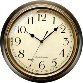 10 in. Brown Non Ticking Classic Silent Vintage Wall Clocks