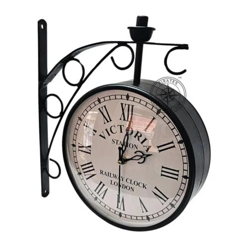 10 inches Black Finish Victoria Station Double Sided Railway London Clock