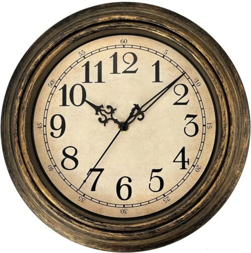 10Inch Retro Wall Clock Silent Non-Ticking Decorative Wall Clock for Living Room