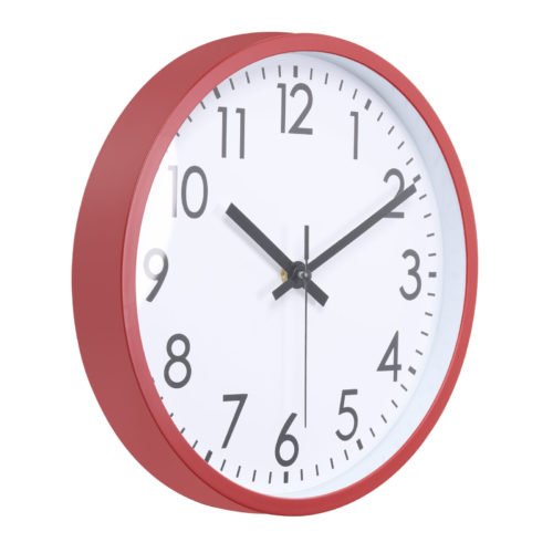 10 Inch Wall Clock, 3D Number Quartz Silent Round Wall Clocks, Red