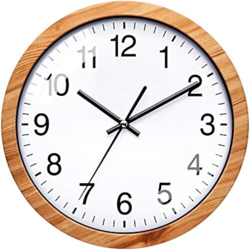 10 Inch Wooden round Wall Clock Silent & Non-Ticking Retro Wall Clock Operated f