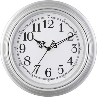 10 in. Silver Non Ticking Classic Silent Vintage Wall Clocks