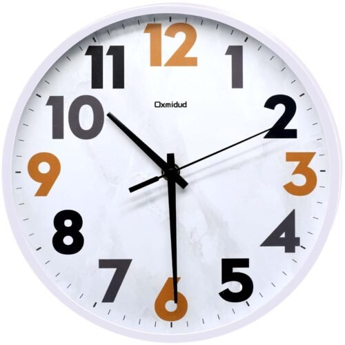 10in White Easy to Read Silent Non-Ticking Modern Wall Clock for Bedroom