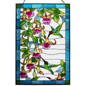 10 in. W x 15 in. H Hummingbird Stained Glass Window Hangings,...