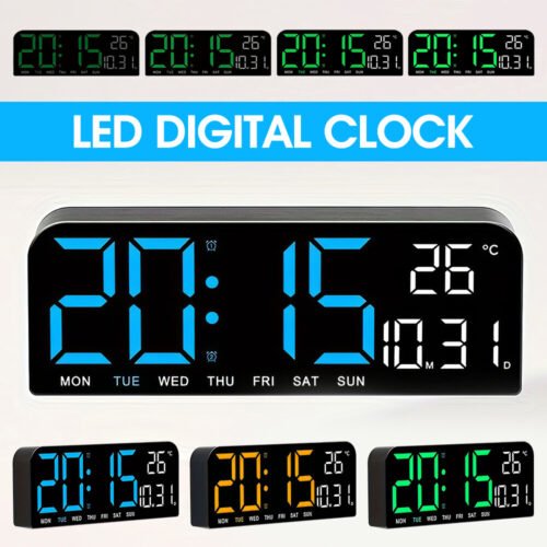 10" Large Digital Wall Clock with Large Display 12/24H, Auto Dimming, Timer