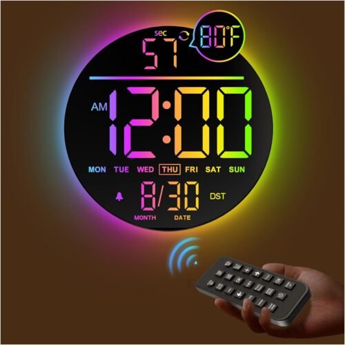 10" Large Digital Wall Clock with Seconds,Alarm Countdown Timer, Big LED Display