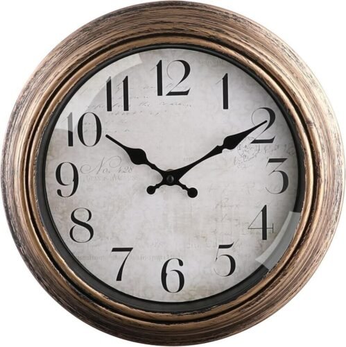 10" Silent Wall Clock Retro Wall Clocks Antique Clock Vintage Decorative Bronze