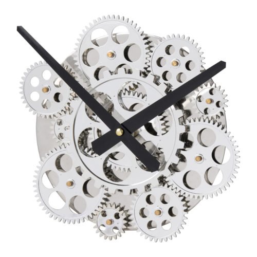 10" Silver Gears Wall Clock