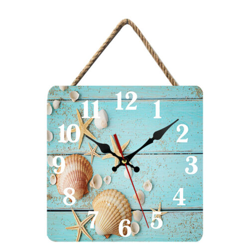 10" Wooden Wall Clock Square Silent Hanging Clocks For Bedroom Living Room Decor