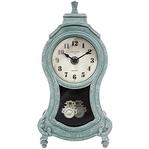 10" x 5" Cogsworth Mantel Clock with Pendulum, Modern Famrhouse Style Wall Dé...