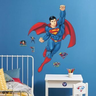 11-Piece 26 in. x 40 in. Blue Superman Global Hero Peel and...