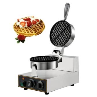 1100 W Commercial Round Waffle Maker Stainless Steel Nonstick Belgian Waffle Maker...
