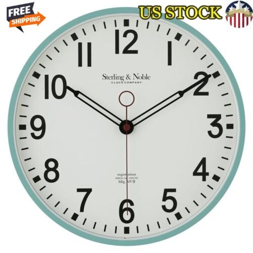 11.5 in Retro Schoolhouse Analog Wall Clock Mint Green Quartz Home Decor New