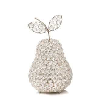 11.5 in. Silver Pear Faux Crystal Sculpture