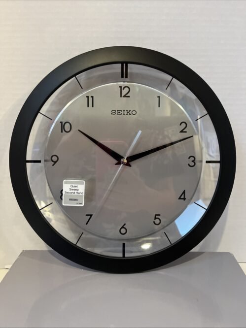 11" Brushed Metal Wall Clock in Black - Silent Quartz Timepiece for Elegance