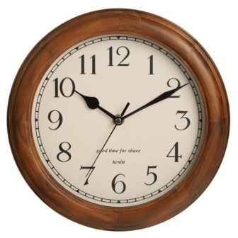 11 in Brown Round Wall Clock Battery Operated Silent Non-Ticking