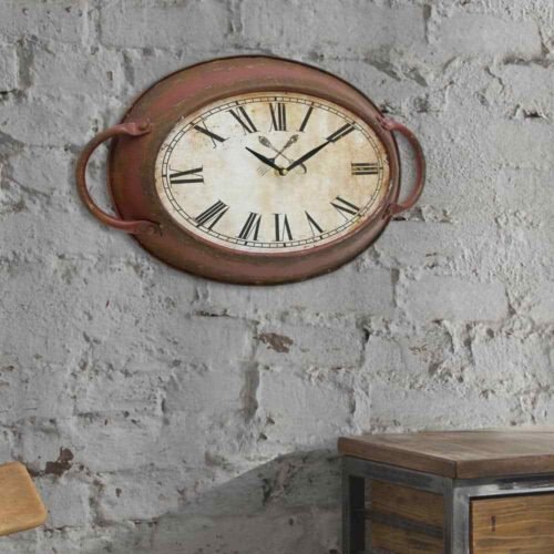 11 in. x 16.5 in. Metal Oval Wall Clock,hot