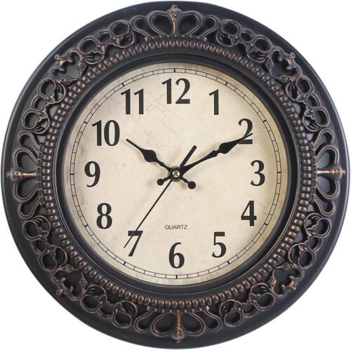 12-Inch Silent Retro Quartz Clock, Decorative Wall Clock for Home/Office/School