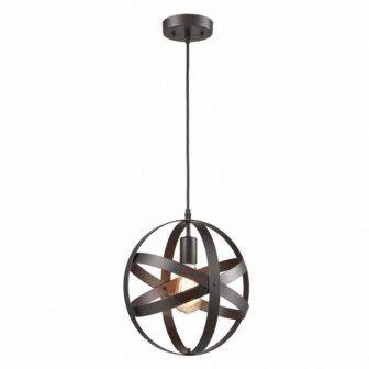 12.01 in. 1-Light Global Cage Kitchen Hanging Light,Farmhouse Black Pendant Light for...