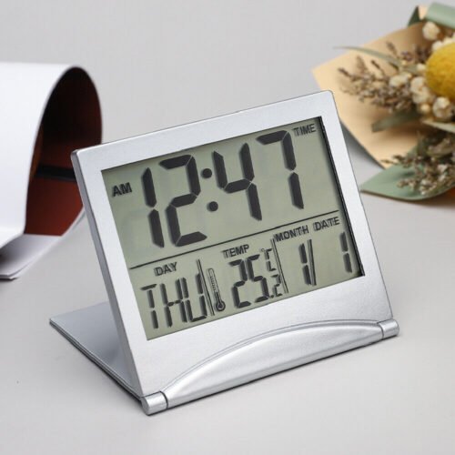1/2/3/4X Digital Travel Alarm Clock Foldable Temperature LCD Clock Compact Timer