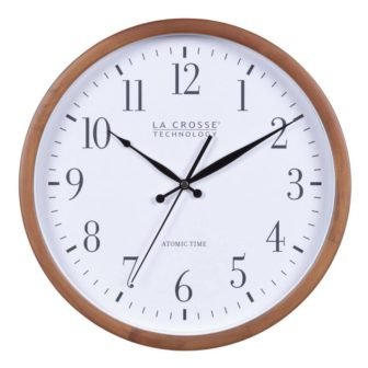 12.8 In. Pine Wood Atomic Analog Wall Clock in Walnut