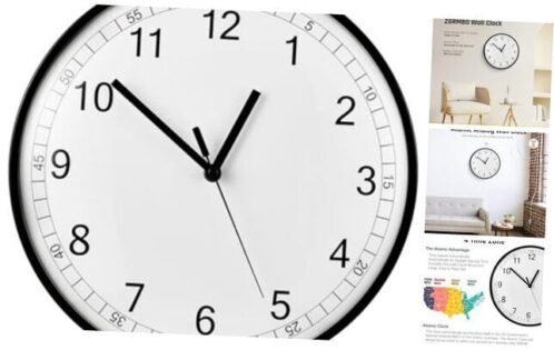 12” Atomic Analog Wall Clock with Battery Operated, Large Digital Wall Clocks,