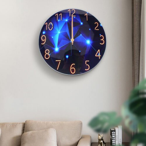 12" Blue Wall Clock Silent Large Wall Clock for Living Room/Office DECOR