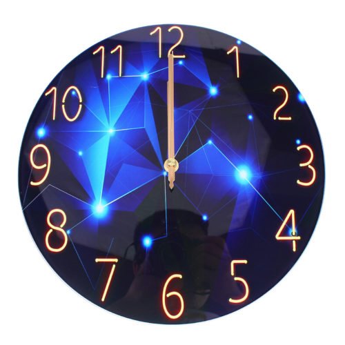 12" Blue Wall Clock, Silent & Large Wall Clocks for Living Room/Office
