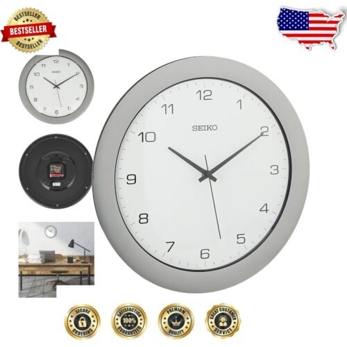 12" Brushed Metal Wall Clock - Elegant Analog Design with Quiet Sweep Mechanism