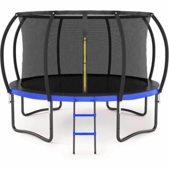 12 ft. Black and Blue Outdoor Big Trampoline with Inner Safety Enclosure...
