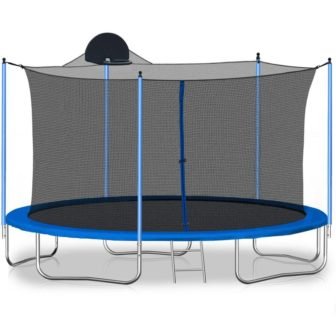 12 ft. Outdoor Big Trampoline with Inner Safety Enclosure Net, Ladder, PVC...