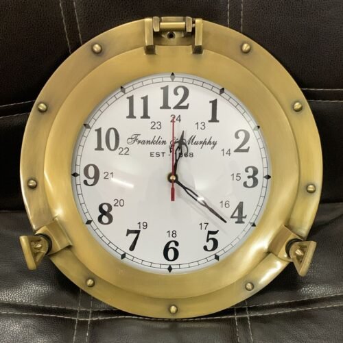 12 in Antique Nautical Navigation Marine Ship Porthole Brass Wall Decor Clock