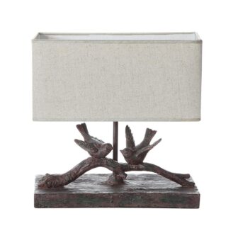 12 in. Black Rustic Bird Lamp with Rectangle Shade