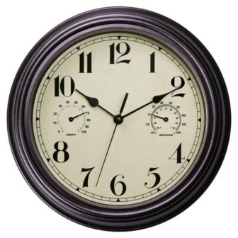 12 in. Bronze Indoor Outdoor Waterproof Wall Clock
