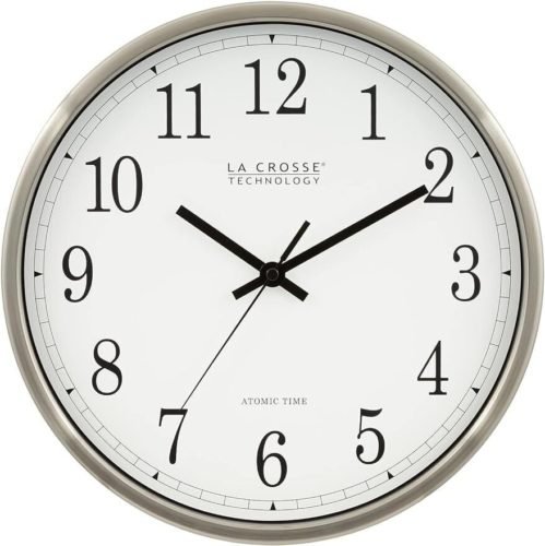 12 Inch Atomic Analog Wall Clock, Aluminum