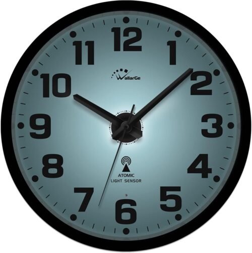 12 Inch Atomic Wall Clock with Night Light Silent Lighted up Wall Clock Glow
