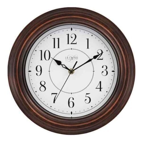 12 Inch Brown Silent Sweeping Quartz Analog Wall Clock Battery Operated Clocks