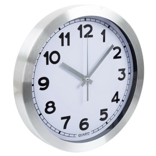 12 Inch Brushed Aluminum Wall Clock Modern Home Décor