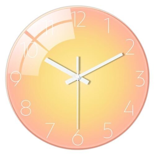 12 Inches Gradient Wall Clock Glass Frameless Silent Clock Battery Gold