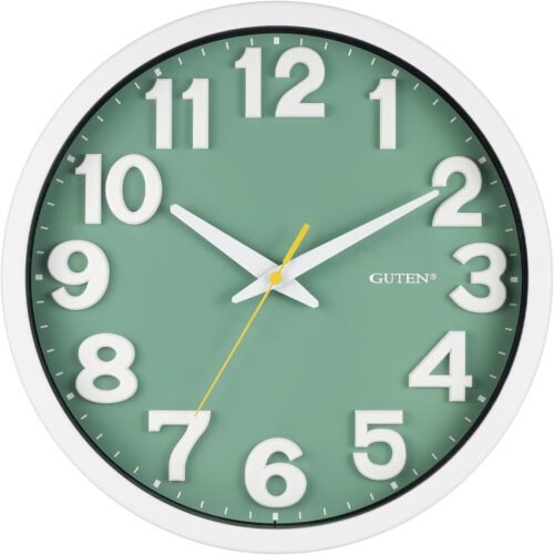 12 Inch Large 3D Numbers Silent Non Ticking Wall Clock, Modern Quartz Battery Op