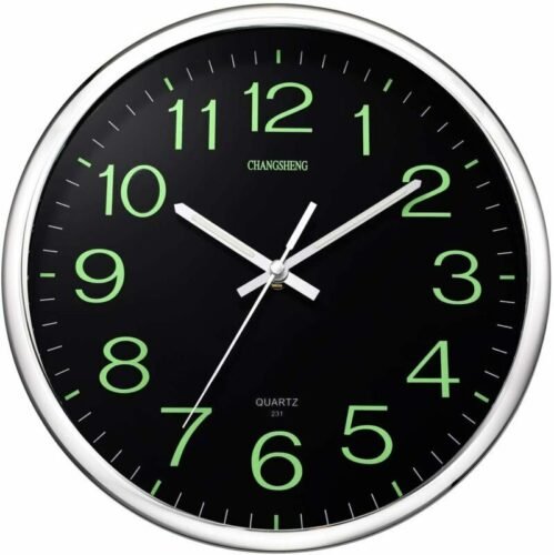 12Inch Large Modern Luminous Night Light Wall Clock Silent Battery operated Home