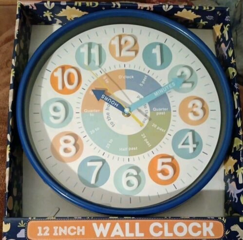 12 Inch Learning Wall Clock - Dinosaur-Dino Kids