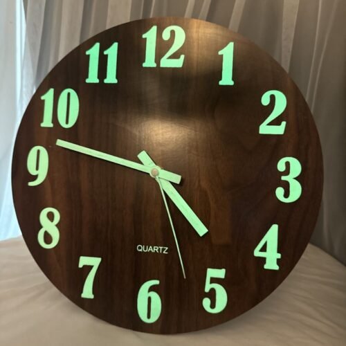 12 inch Luminous Wooden Round Silent Non-Ticking Quartz Wall Clocks, Large Nu...