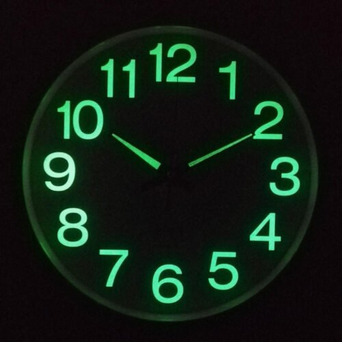 12 inch Modern Battery Wall Clock Luminous Glow Night Light Quartz Silent USA