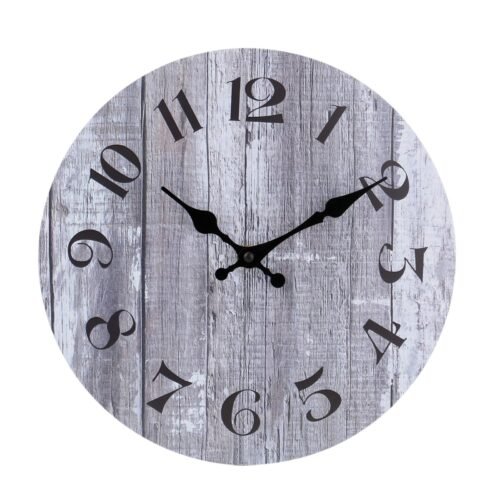 12 Inch Rustic Farmhouse Wooden Decorative Round Wall Clock for Bathroom Kitchen
