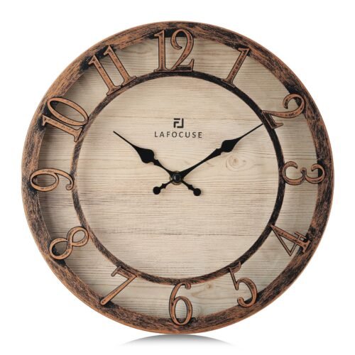 12 Inch Silent Vintage Bronze Wall Clocks Battery Operated, Analog Farmhouse ...