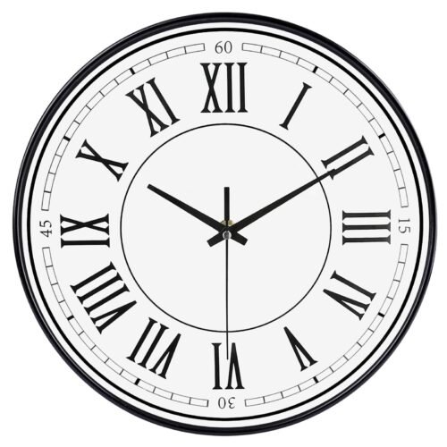 12 Inch Silent Wall Clock Battery Powered, Roman Numeral Rustic Luxury Art Wa...