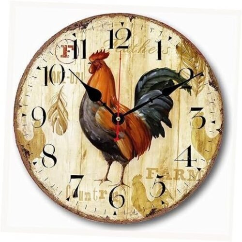 12 Inch Vintage Farmhouse Kitchen Wall Clocks Battery operated 12inch/30cm Red