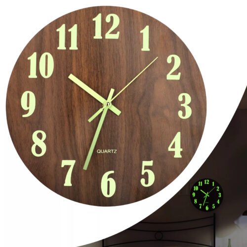 12inch Wall Clock Large Luminous Quartz Night Light Glow In The Dark Silent Home